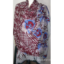 100% Wool Heringbone Shawl Print Na